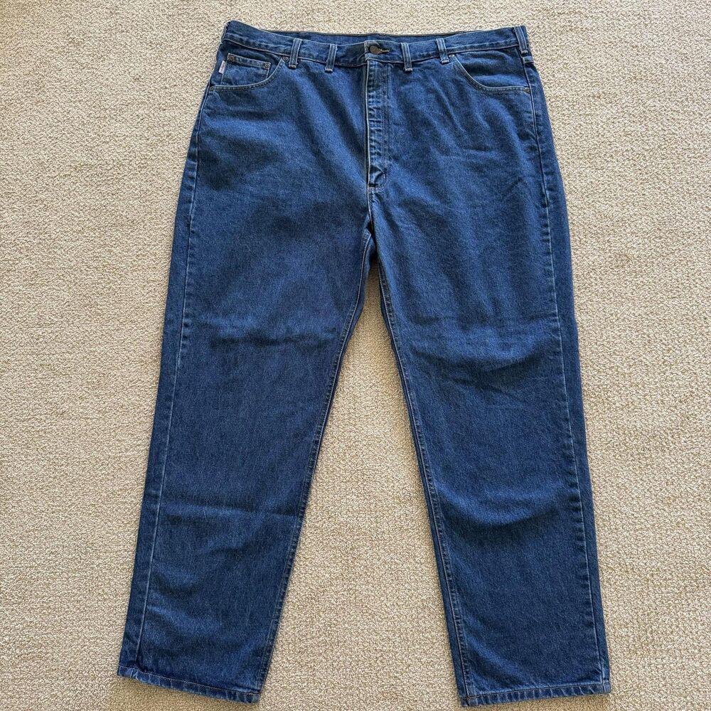 Carhartt B18-DST Jeans Mens 46x32 Blue Stone Wash Traditional Fit Straight Denim